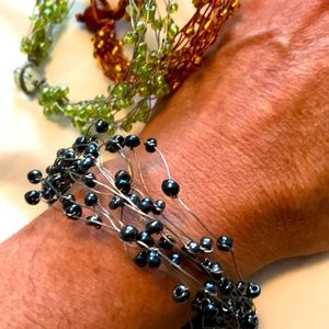 Wire & bead bracelets, set of 3
